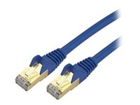 StarTech.com 1ft CAT6A Ethernet Cable, 10 Gigabit Shielded Snagless RJ45 100W PoE Patch Cord, CAT 6A 10GbE STP Network Cable w/Strain Relief, Blue, UL Certified Wiring/TIA - Category 6A - 26AWG (C6ASPAT1BL) - Patch-kabel - RJ-45 (hane) till RJ-45 (hane) - 30 cm - STP - CAT 6a - formpressad - blå - för P/N: ST1000SMPEX C6ASPAT1BL