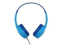 Belkin SoundForm Mini - Hörlurar med mikrofon - på örat - kabelansluten - 3,5 mm kontakt - blå AUD004BTBL