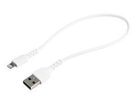 StarTech.com 30cm tålig, vitt USB-A till Blixtkabel - Hård, tålig aramifiber USB typ A till Blixtladdare/synkron strömsladd - Apple MFi-certifierad iPad/iPhone 12 - Lightning-kabel - USB hane till Lightning hane - 30 cm - vit RUSBLTMM30CMW