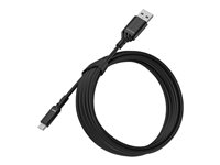 OtterBox Standard - USB-kabel - mikro-USB typ B (hane) till USB (hane) - USB 2.0 - 3 A - 3 m - svart 78-52658