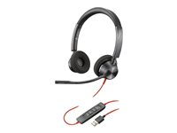Poly Blackwire 3325 - Blackwire 3300 series - headset - på örat - kabelansluten - 3,5 mm kontakt, USB-A - svart 76J20AA