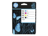 HP 912 Combo Pack - 4-pack - svart, gul, cyan, magenta - original - Officejet - blister - bläckpatron - för Officejet 8010e, 8012, 8013, 8014, 8015, 8022; Officejet Pro 8022, 8023, 8024, 8025 6ZC74AE#30B