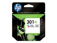 HP 301XL - 6 ml - Lång livslängd - färg (cyan, magenta, gul) - original - bläckpatron - för HP DeskJet 1000, 1010, 1050 AiO, 1050A AiO, 1510 AiO, 2000, 2050 AiO, 2050A AiO, 2510 AiO, 2540 AiO, 3000, 3050 AiO, 3050A eAiO, 3510 eAiO series, HP ENVY 4500 eAiO, 5530 eAiO series, HP OfficeJet 2620 AiO, 4630 eAiO series CH564EE#301