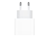 Apple 20W USB-C Power Adapter - Strömadapter - 20 Watt (24 pin USB-C) - för 10.5-inch iPad Air; 10.9-inch iPad Air; iPad mini 5; iPhone 11, 12, 8, SE, XR, XS, XS Max MHJE3ZM/A