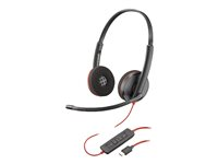 Poly Blackwire 3220 - Blackwire 3200 Series - headset - på örat - kabelansluten - USB-C - svart - Skype-certifierat, Avaya-certifierad, Cisco Jabber-certifierad, UC-certifierad 8X228A6