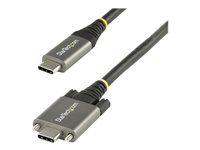 StarTech.com 50 cm sidoskruvlåsande USB C-kabel 10 Gbit/s - USB 3.1/3.2 Gen 2 Type-C kabel - 100W (5A) Power Delivery-laddning, DP alt-läge - Dubbel skruvlåsning - USB-C-kabel ladda/synkronisera - USB-kabel - 24 pin USB-C (hane) rakt/lockande till 24 pin USB-C (hane) rak - USB 3.2 Gen 2 / DisplayPort 1.4 /Thunderbolt 3 - 50 cm - stöd för 4K - grå, svart USB31CCSLKV50CM