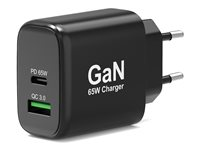 PORT Connect - Strömadapter - GaN - 65 Watt - 3.25 A - PD, QC 3.0 - 2 utdatakontakter (USB typ A, 24 pin USB-C) - Europa 902104EU