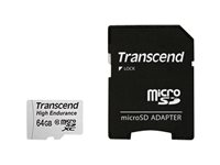 Transcend High Endurance - Flash-minneskort (SD-adapter inkluderad) - 64 GB - UHS-I U1 / Class10 - microSDXC TS64GUSDXC10V
