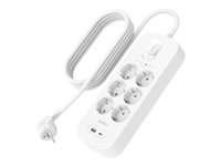 Belkin Connect - Överspänningsskydd - med USB-C- och USB-A-portar - utgångskontakter: 6 - 2 m sladd SRB002VF2M-V2