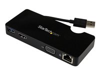 StarTech.com USB 3.0 to HDMI or VGA Adapter Dock - USB 3.0 Mini Docking Station w/ USB, GbE Ports - Portable Universal Laptop Travel Hub (USB3SMDOCKHV) - Dockningsstation - USB - HDMI - 1GbE - för P/N: ARMPIVOT, ARMPIVOTE, ARMPIVSTND, ARMSLIM, ARMUNONB USB3SMDOCKHV