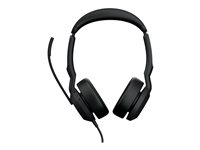 Jabra Evolve2 50 UC Stereo - Headset - på örat - Bluetooth - trådlös, kabelansluten - aktiv brusradering - USB-C - svart - Zoomcertifierad, Certifierad för Microsoft-teams, Cisco Webex Certified, Alcatel-Lucent-certifierad, Avaya-certifierad, Unify-certifierad, Amazon Chime-certifierad 25089-989-899