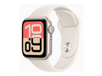 Apple Watch SE 3 (GPS) - 40 mm - stjärnljusaluminium - smart klocka med sportband - fluoroelastomer - starlight - bandstorlek: S/M - 64 GB - Wi-Fi 4, Bluetooth - 26.3 g MEH34QN/A