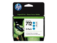 HP 712 - 3-pack - 29 ml - cyan - original - DesignJet - bläckpatron - för DesignJet Studio, T210, T230, T250, T630, T650 3ED77A