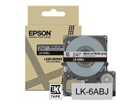 Epson LabelWorks LK-6ABJ - Matt - svart på mattgrått - Rulle ( 2,4 cm x 8 m) 1 kassett(er) hängande låda - tejp - för LabelWorks LW-C610 C53S672088