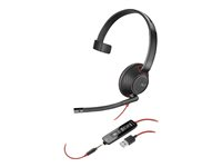 Poly Blackwire 5210 - Headset - på örat - kabelansluten - USB, 3,5 mm kontakt - svart - Certifierad för Skype for Buisness, Certifierad för Microsoft-teams, Avaya-certifierad, Cisco Jabber-certifierad 80R98A6