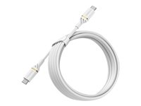 OtterBox Standard - USB-kabel - 24 pin USB-C (hane) till 24 pin USB-C (hane) - USB 2.0 - 3 A - 3 m - Strömförsörjningsstöd - molndammig vit 78-52674