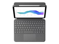 Logitech Folio Touch - Tangentbord och foliefodral - med pekdyna - bakgrundsbelyst - Apple Smart connector - QWERTY - hela norden - oxford-grå - för Apple 10.9-inch iPad Air (4:e generation, 5:e generation) 920-009966