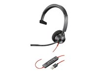 Poly Blackwire 3315-M - Blackwire 3300 series - headset - på örat - kabelansluten - 3,5 mm kontakt, USB-A - svart - Certifierad för Microsoft-teams 76J13AA
