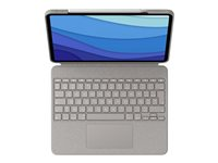 Logitech Combo Touch - Tangentbord och foliefodral - med pekdyna - bakgrundsbelyst - Apple Smart connector - AZERTY - fransk - sand - för Apple 12.9-inch iPad Pro (5:e generation) 920-010218