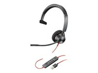 Poly Blackwire 3310 - Blackwire 3300 series - headset - på örat - kabelansluten - USB-A - svart 767F7AA