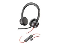 Poly Blackwire 8225 - Blackwire 8200 series - headset - på örat - kabelansluten - aktiv brusradering - USB-C - svart - Zoomcertifierad, UC-certifierad 8X223AA