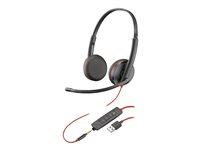 Poly Blackwire C3225 - Blackwire 3200 Series - headset - på örat - kabelansluten - 3,5 mm kontakt - svart - Skype-certifierat, Avaya-certifierad, Cisco Jabber-certifierad 7S4M7AA
