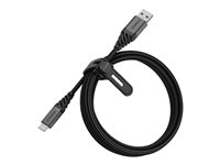 OtterBox Premium - USB-kabel - 24 pin USB-C (hane) till USB (hane) - USB 2.0 - 3 A - 2 m - mörk asksvart 78-52665