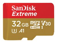 SanDisk Extreme - Flash-minneskort (adapter, microSDHC till SD inkluderad) - 32 GB - A1 / Video Class V30 / UHS-I U3 - microSDHC UHS-I SDSQXAF-032G-GN6AT