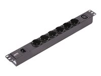 APC Easy Basic Rack PDU EPDU1010B-SCH - Kraftdistributionsenhet (kan monteras i rack) - AC 200-240 V - 1-fas - ingång: ström IEC 60320 C14 10A - utgångskontakter: 7 (power IEC 60320 C13, 6 x ström) - 1U - 19" - 2.5 m sladd EPDU1010B-SCH