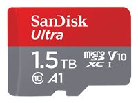 SanDisk Ultra - Flash-minneskort (microSDXC till SD-adapter inkluderad) - 1.5 TB - A1 / UHS Class 1 / Class10 - mikroSDXC UHS-I SDSQUAC-1T50-GN6MA