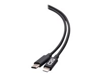 C2G 6ft (1.8m) USB-C Male to Lightning Male Sync and Charging Cable - Black - Lightning-kabel - 24 pin USB-C hane till Lightning hane - 1.83 m - svart - USB-strömförsörjning (20W), up to 480 Mbps C2G54556