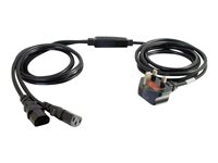 C2G Power Cord Splitter - Strömdelare - BS 1363 (hane) till power IEC 60320 C13 - AC 250 V - 3 m - formpressad - svart - Storbritannien 80628