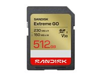 SanDisk Extreme Go - Flash-minneskort - 512 GB - Video Class V30 / UHS-I U3 - SDXC UHS-I SDSDXGN-512G-GNCIN