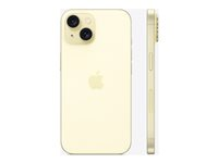 Apple iPhone 15 - 5G smartphone - dual-SIM / Internal Memory 128 GB - OLED-skärm - 6.1" - 2556 x 1179 pixlar - 2 bakre kameror 48 MP, 12 MP - front camera 12 MP - gul MTP23QN/A