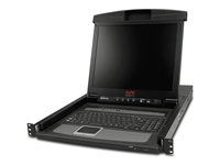 APC LCD Console - KVM-konsol med omkopplare för tangentbord/video/mus - 8 portar - PS/2 - 17" - kan monteras i rack - VGA - svart - 1U - för P/N: SMTL2K2RM2UCLNC, SMTL3KRM2UCLNC, SMX2KR2UX145, SMX3KR2UNCX145, SRYL15K20RMXLT AP5808