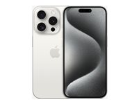 Apple iPhone 15 Pro - 5G smartphone - dual-SIM / Internal Memory 128 GB - OLED-skärm - 6.1" - 2556 x 1179 pixlar (120 Hz) - 3 st. bakre kameror 48 MP, 12 MP, 12 MP - front camera 12 MP - vitt titan MTUW3QN/A