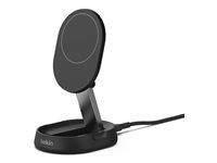 Belkin BoostCharge Pro - Trådlöst laddställ - magnetisk, konvertibel, med Qi2 - 15 Watt - 3 A - Fast Charge - svart WIA008BTBK