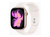 Apple Watch Series 11 (GPS + Cellular) - 46 mm - guldrosa aluminium - smart klocka med sportband - fluoroelastomer - lätt rouge - bandstorlek: S/M - 64 GB - Bluetooth, LTE, Wi-Fi 4, UWB - 5G - 36.9 g MFCG4QN/A