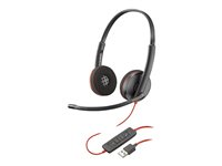 Poly Blackwire 3220 - 3200 Series - headset - på örat - kabelansluten - USB - svart - Skype-certifierat, Avaya-certifierad, Cisco Jabber-certifierad 80S02AA