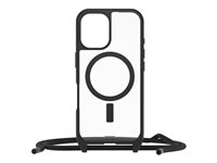 OtterBox React Series - Baksidesskydd för mobiltelefon - halsband - MagSafe-kompatibilitet - svart kristall (genomskinlig/svart) - för Apple iPhone 16 77-96818