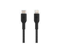 Belkin BOOST CHARGE - Lightning-kabel - 24 pin USB-C hane till Lightning hane - 2 m - svart - USB-strömförsörjning (18W) CAA004BT2MBK