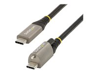 StarTech.com 50 cm toppskruvlåsande USB C-kabel 10 Gbit/s - USB 3.1/3.2 Gen 2 Type-C kabel - 100W (5A) Power Delivery-laddning, DP alt-läge - Enkel skruvlåsning - USB-C-kabel ladda/synkronisera - USB-kabel - 24 pin USB-C (hane) rakt/lockande till 24 pin USB-C (hane) rak - USB 3.2 Gen 2 / DisplayPort 1.4 /Thunderbolt 3 - 50 cm - stöd för 8K - grå, svart USB31CCTLKV50CM