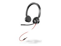 Poly Blackwire 3225 - Blackwire 3200 Series - headset - på örat - kabelansluten - USB, 3,5 mm kontakt - svart - Skype-certifierat, Avaya-certifierad, Cisco Jabber-certifierad 80S11A6