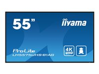 iiyama ProLite LH5575UHS-B1AG - 55" Diagonal klass (54.6" visbar) LED-bakgrundsbelyst LCD-skärm - digital skyltning - med inbyggd mediespelare, SDM Slot PC - 4K UHD (2160p) 3840 x 2160 - svart ram med matta ytor LH5575UHS-B1AG