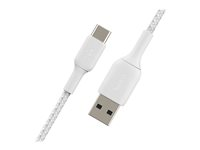 Belkin BoostCharge - USB-kabel - 24 pin USB-C (hane) till USB (hane) - 3 m - vit CAB002BT3MWH