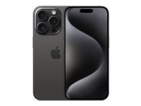 Apple iPhone 15 Pro - 5G smartphone - dual-SIM / Internal Memory 128 GB - OLED-skärm - 6.1" - 2556 x 1179 pixlar (120 Hz) - 3 st. bakre kameror 48 MP, 12 MP, 12 MP - front camera 12 MP - svart titan MTUV3QN/A