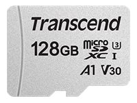 Transcend 300S - Flash-minneskort (adapter inkluderad) - 128 GB - A1 / Video Class V30 / UHS-I U3 - microSDXC TS128GUSD300S-A