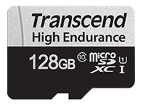 Transcend 350V - Flash-minneskort (SD-adapter inkluderad) - 128 GB - UHS-I U1 / Class10 - mikroSDXC UHS-I TS128GUSD350V