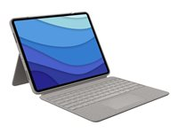 Logitech Combo Touch - Tangentbord och foliefodral - med pekdyna - bakgrundsbelyst - Apple Smart connector - QWERTY - brittisk - sand - för Apple 12.9-inch iPad Pro (5:e generation) 920-010222