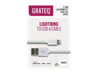 GRATEQ - Lightning-kabel - USB hane till Lightning hane - 2.25 m - MFI-certifierad - vit 85005